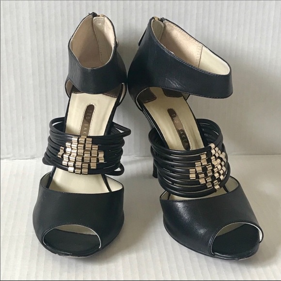 Ted Baker Shoes - Ted Baker Black Leather Strappy Sandals size 8